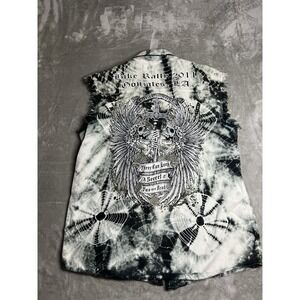 USA Biker Design Mens Vest Medium Black White Tie Dye Bike Rally 2011 Gonzales